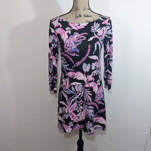 Lilly Pulitzer Onyx Wild Within UPF 50+ Sophie Dress Small Black Pink S
